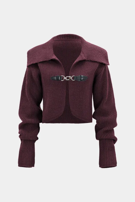 Knit Lapel Belted Cardigan sold by Micas