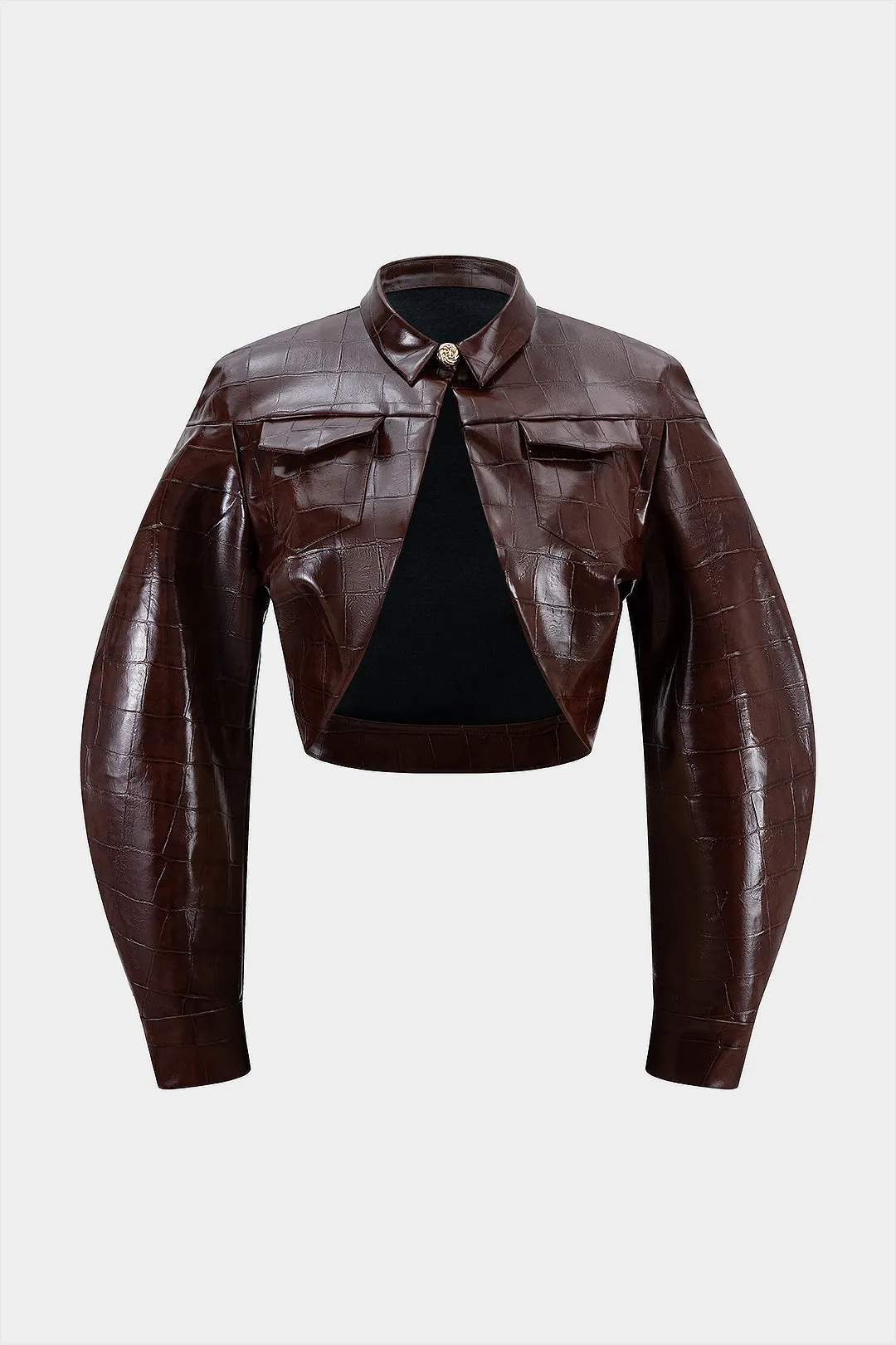 Faux Leather Pocket Cropped Jacket sold by Micas