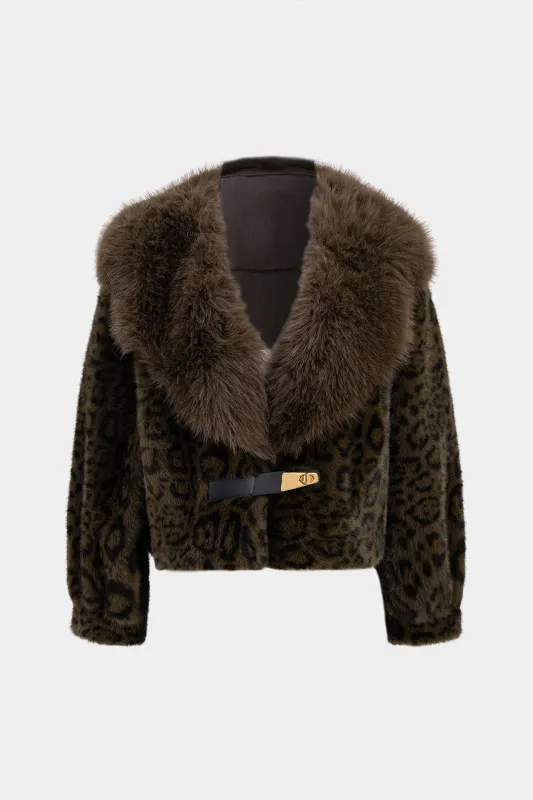 Leopard Print Faux Fur Patchwork Leather Puffer sold by Micas