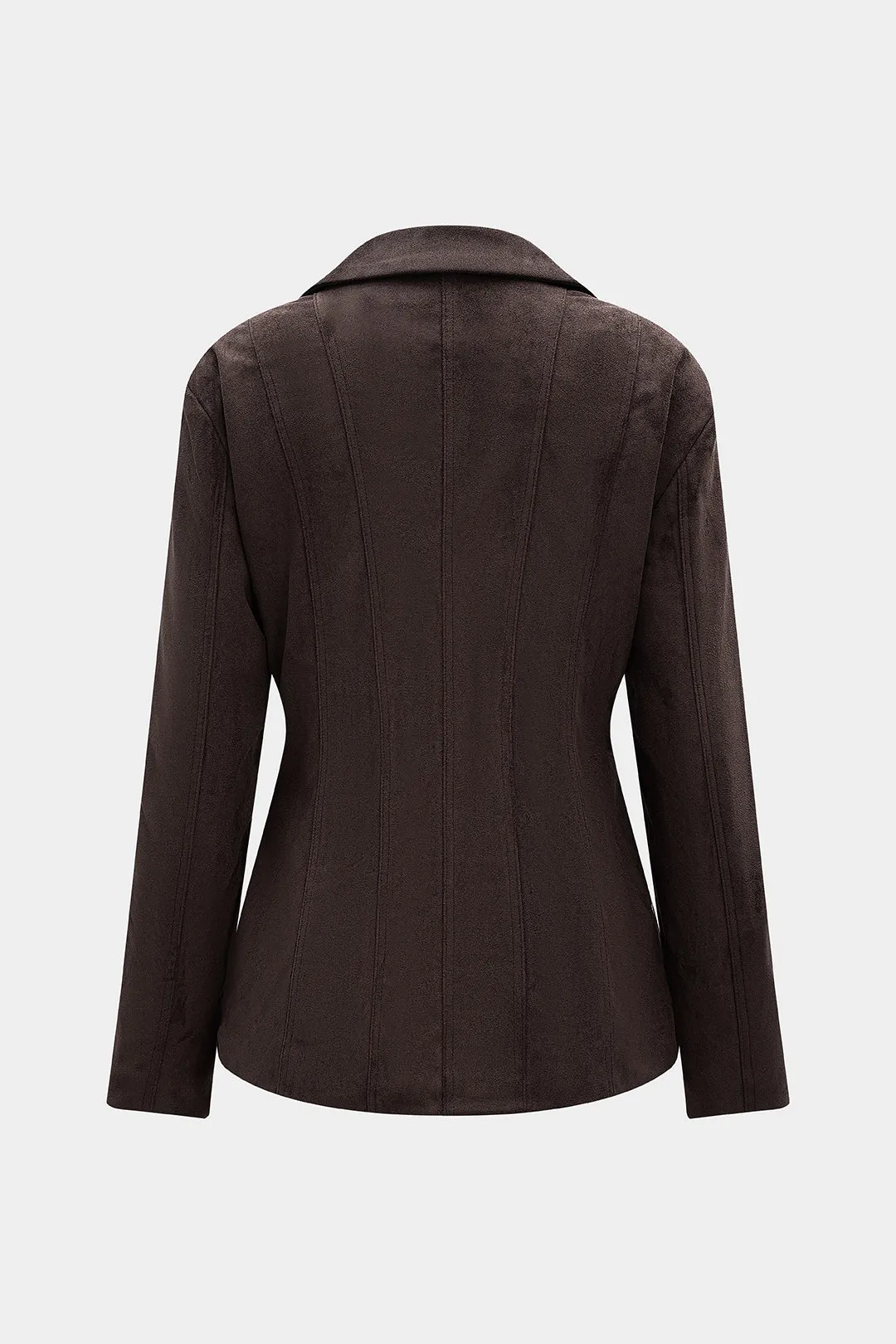 Suede Button Notched Lapel Shoulder Pads Blazer sold by Micas product image thumbnail 2