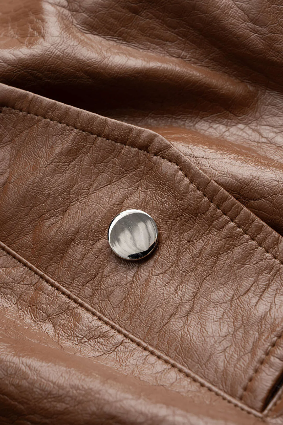 Faux Leather Stand Collar Cropped Jacket sold by Micas product image thumbnail 3