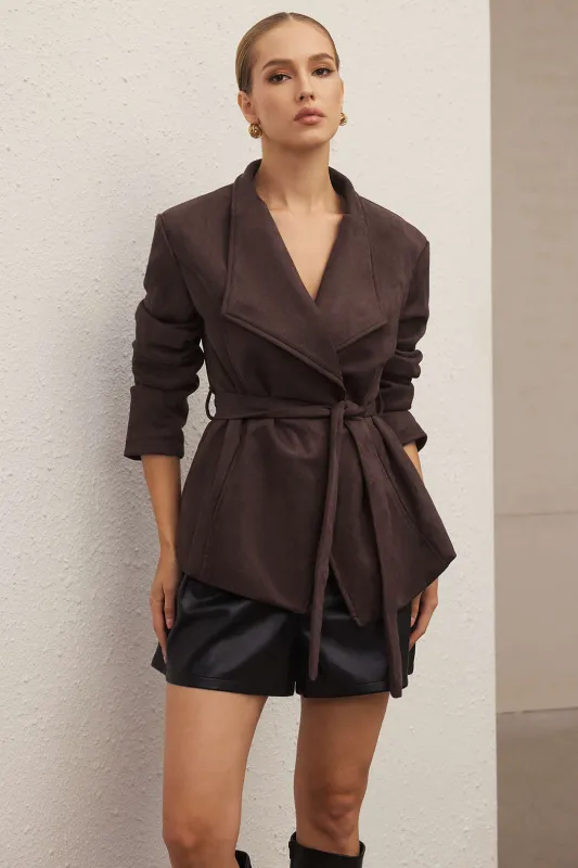 Suede Belted Blazer sold by Micas