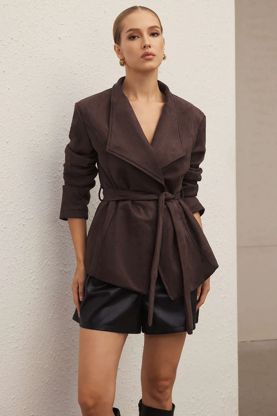 Suede Belted Blazer sold by Micas