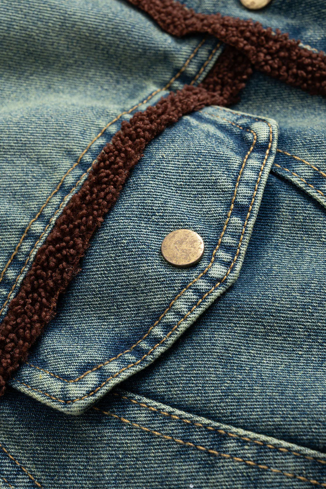 Denim Patchwork Button Fake Pockets Outerwear sold by Micas product image thumbnail 4