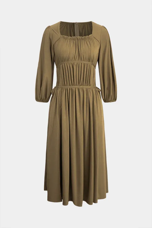 Cut Out Ruched Long Sleeve Midi Dress sold by Micas