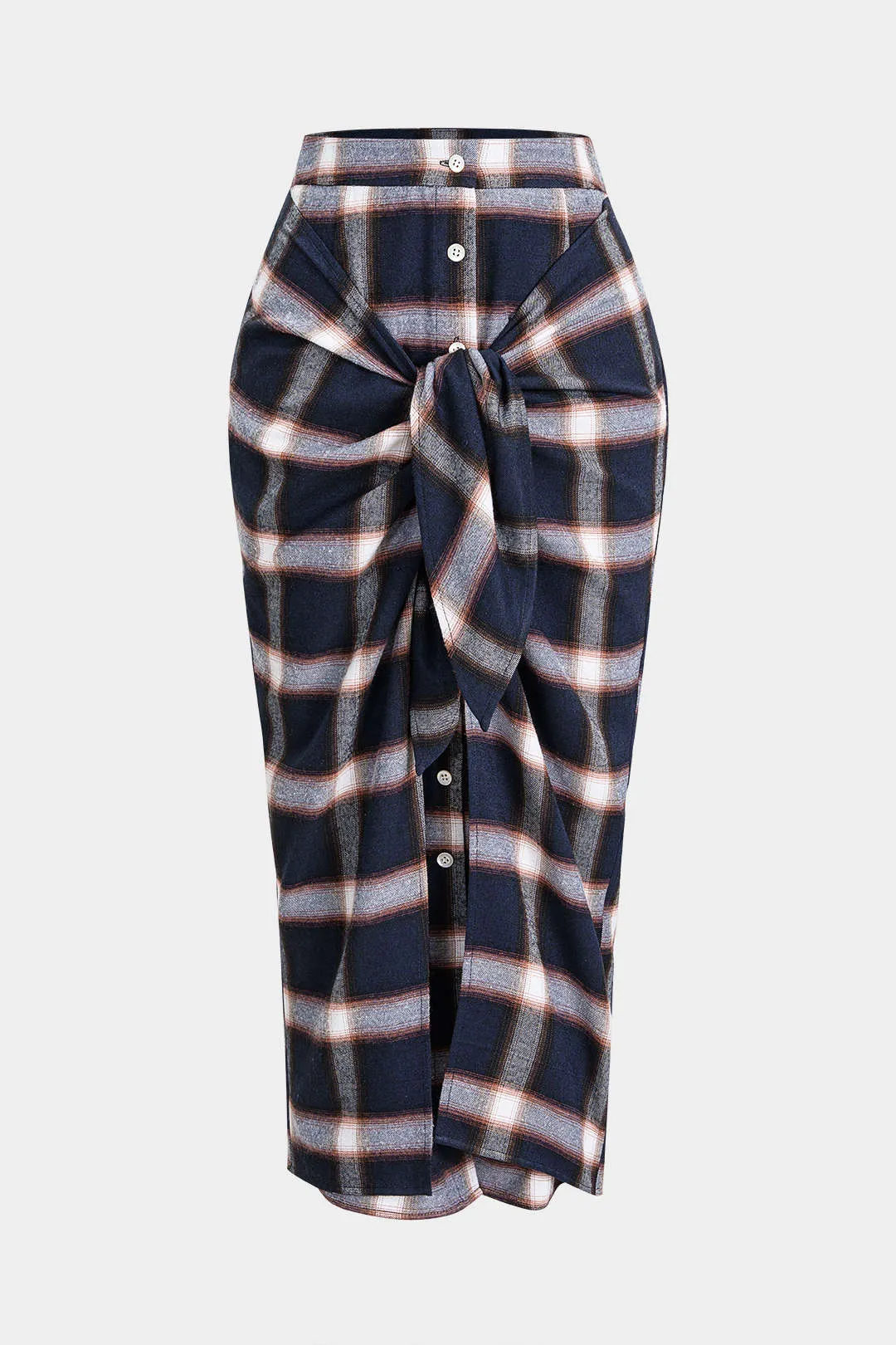 Plaid Print Knotted Skirt sold by Micas