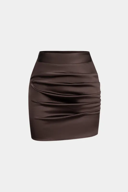 Satin Pleated Mini Skirt sold by Micas