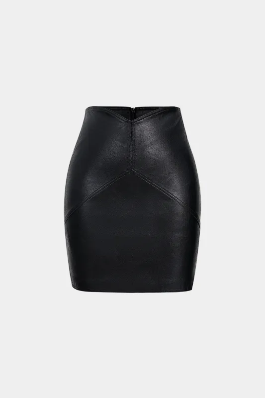 Faux Leather High Waist Skirt sold by Micas