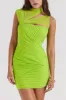 Solid Asymmetrical Sheer Mini Dress sold by Micas