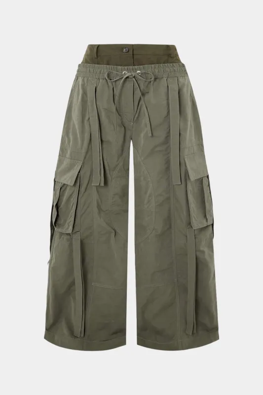 Plus Size Patchwork Drawstring Straight-Leg Pants sold by Micas