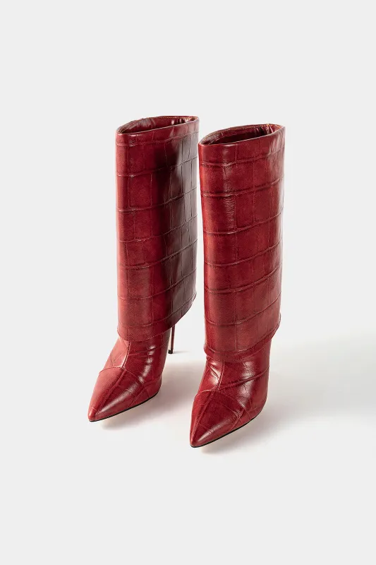 Crocodile Print Mid Calf Boots sold by Micas