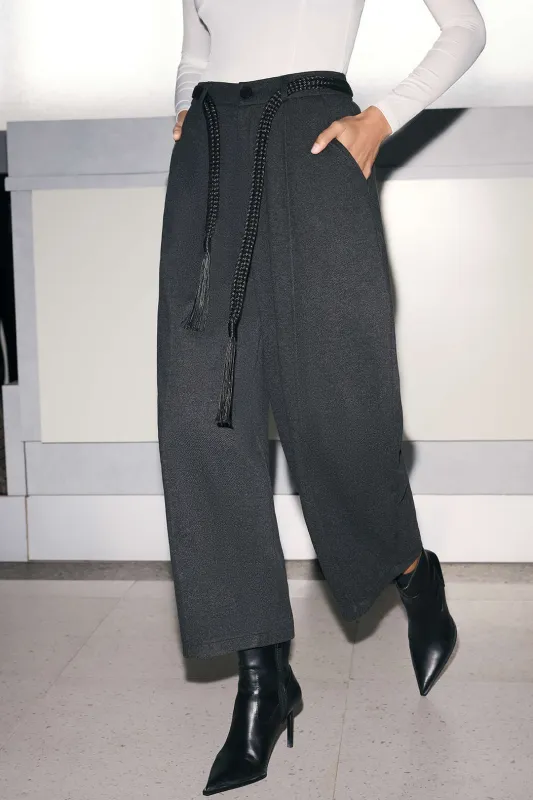 Solid Belted Wide Leg Pants sold by Micas