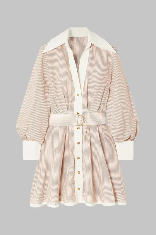 Stripes Print Belted Long Sleeve Mini Dress sold by Micas