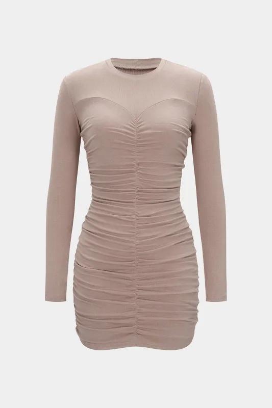 Wrinkle Ruched Long Sleeve Mini Dress made by Micas
