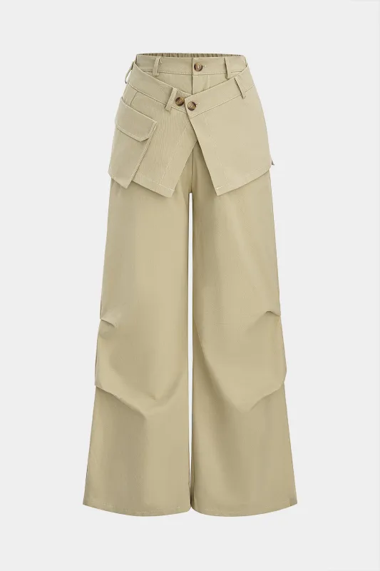 Ruched Wide Leg Cargo Pants sold by Micas