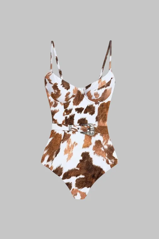 Airbrush Pattern Underwire Belted Sleeveless Bodysuit sold by Micas
