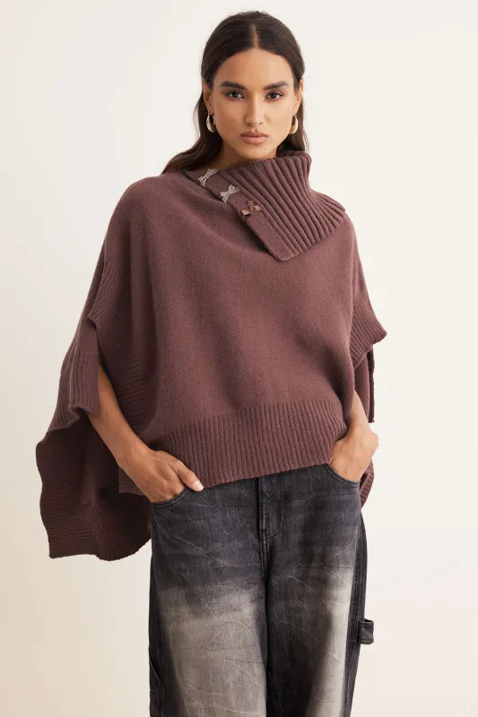 Knit Asymmetrical Irregular Long-Sleeve Top sold by Micas