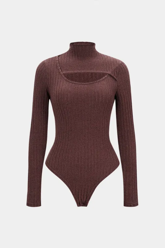 Mock Neck Cut Out Long Sleeve Bodysuit sold by Micas
