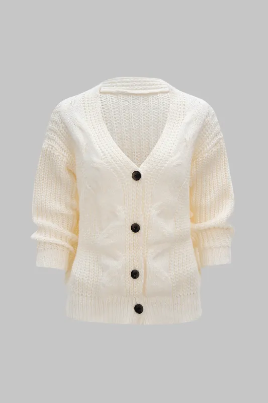 Knit Solid Button Cardigan sold by Micas
