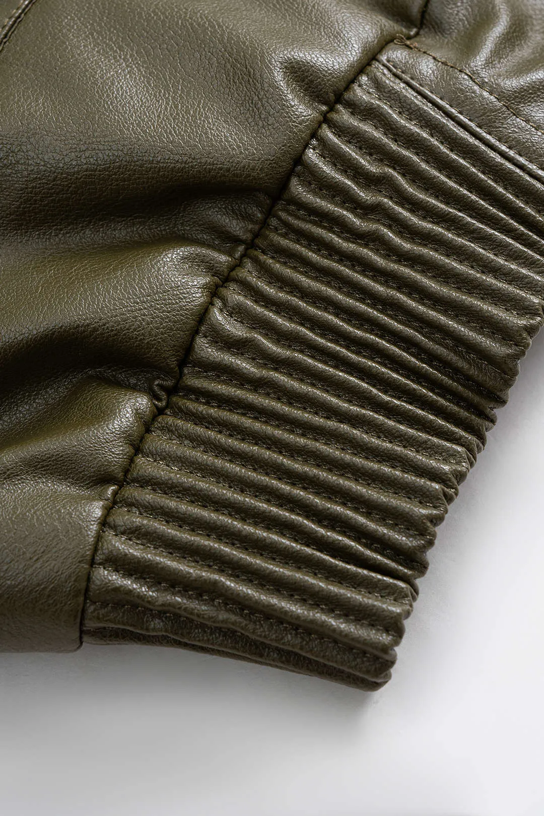 Faux Leather Pocket Shirred Cropped Jacket sold by Micas product image thumbnail 3