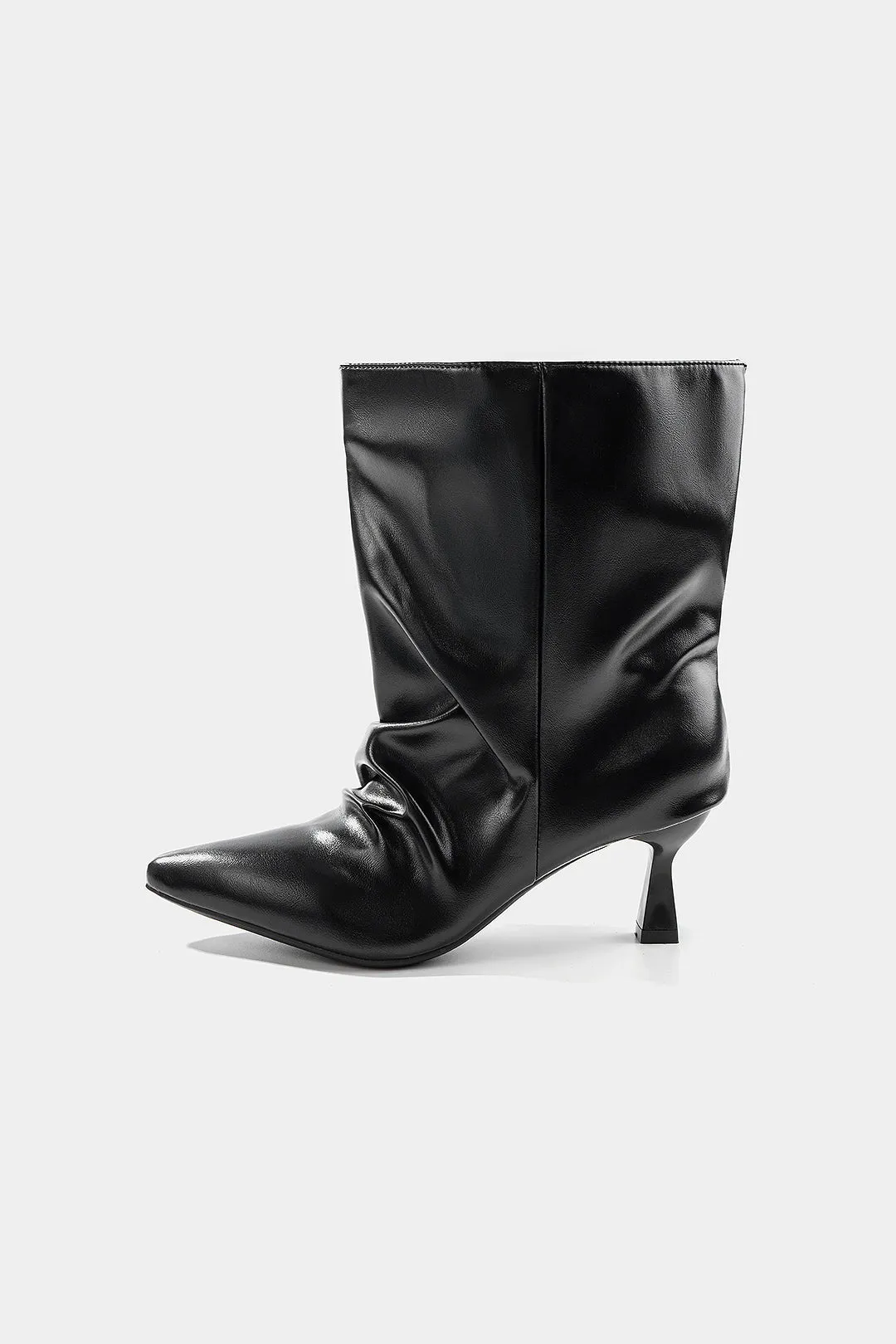 Leather Ruched Wrinkled Pointed Ankle Boots sold by Micas product image thumbnail 2