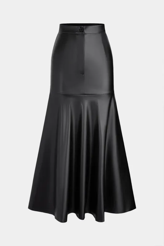 Faux Leather Ruched High Waist Skirt sold by Micas