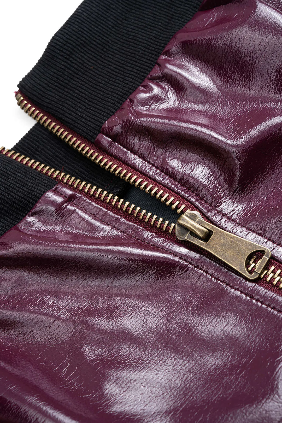 Faux Leather Patchwork Zipper Split Skirt sold by Micas product image thumbnail 3