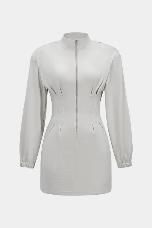 Solid Zipper Bodycon Long Sleeve Mini Dress sold by Micas