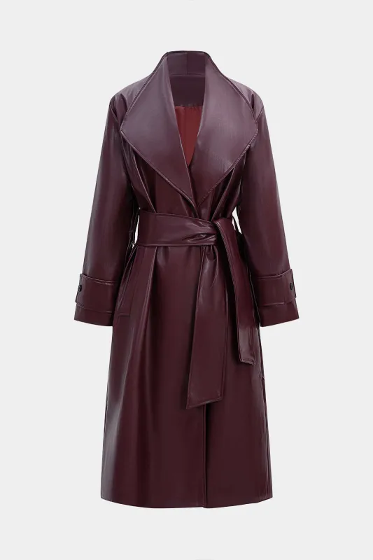 Faux Leather Tie-Up Coat sold by Micas