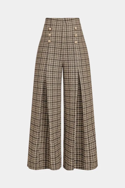 Plaid Print Double Breasted High Waist Pants sold by Micas