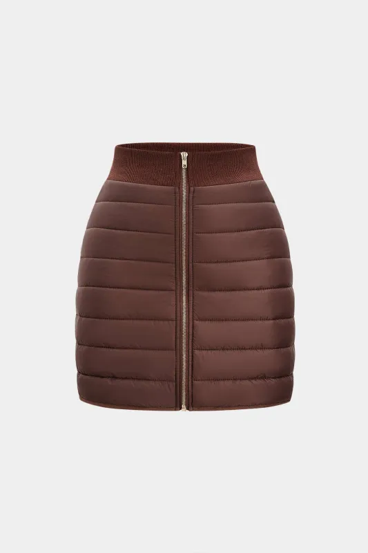 Patchwork Quilted Zipper A-Line Skirt sold by Micas