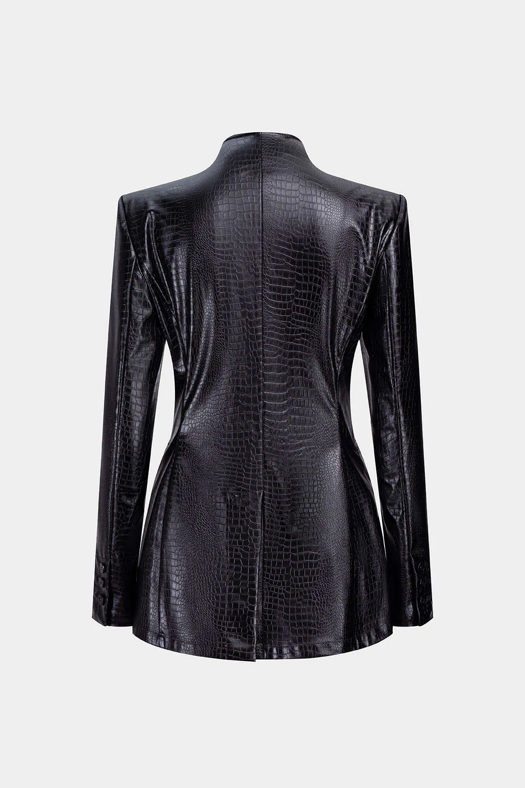 Crocodile Print Faux Leather V-Neck Pocket Jakcet sold by Micas product image thumbnail 2