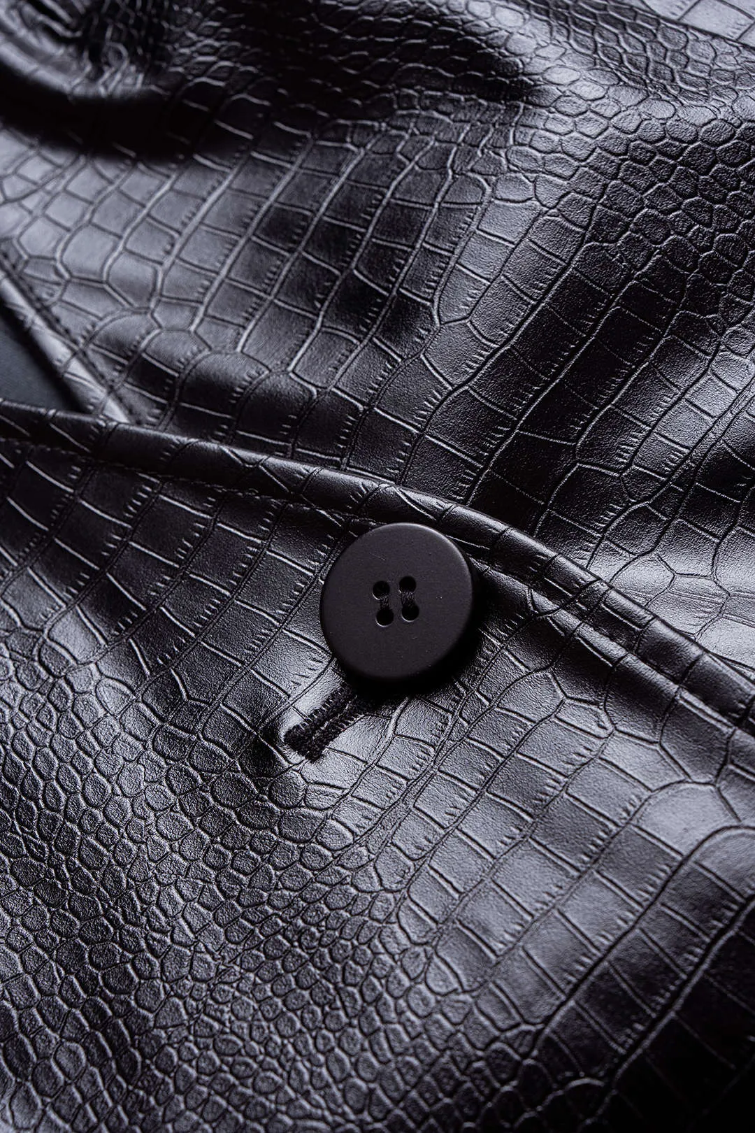 Crocodile Print Faux Leather V-Neck Pocket Jakcet sold by Micas product image thumbnail 3