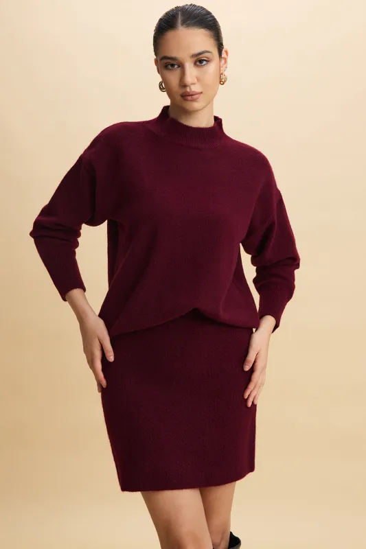 Knit Mock Neck Long-Sleeve Top And Skirt Set sold by Micas