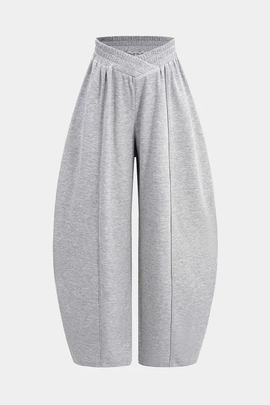 Crossed Shirred Waist Barrel Pants sold by Micas