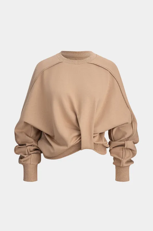 Round Neck Twist Knot Long Sleeve Sweatshirt sold by Micas