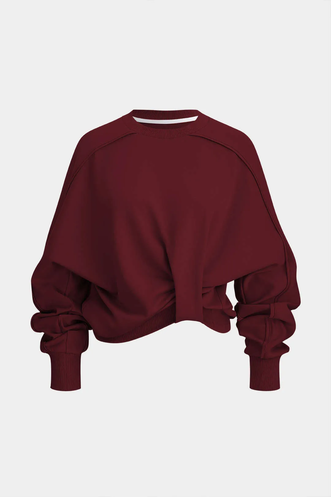 Round Neck Twist Knot Long Sleeve Sweatshirt sold by Micas product image thumbnail 5