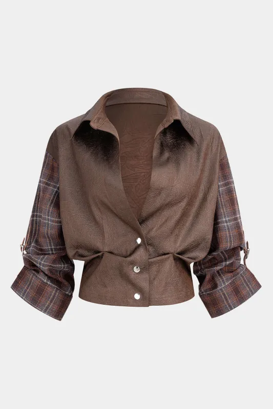 Plaid Print Button Top sold by Micas