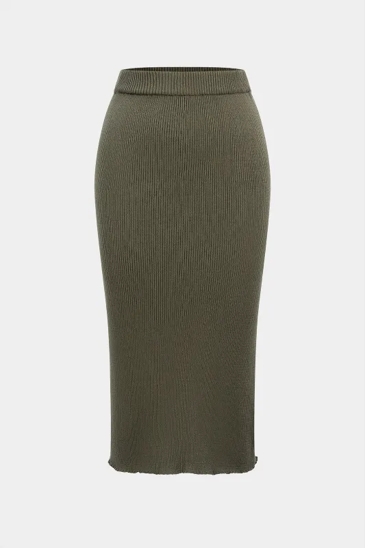 Knit Split Ribbed Skirt sold by Micas