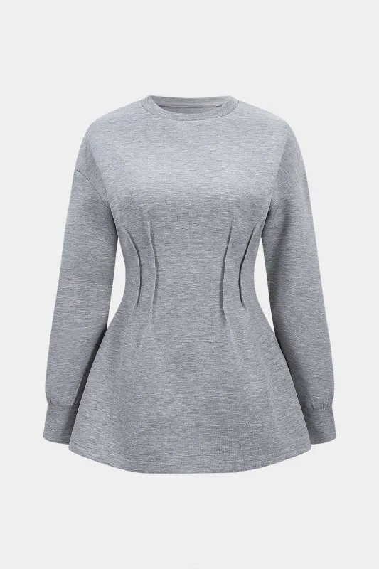 Round Neck Waist-Cinching Sweatshirt sold by Micas