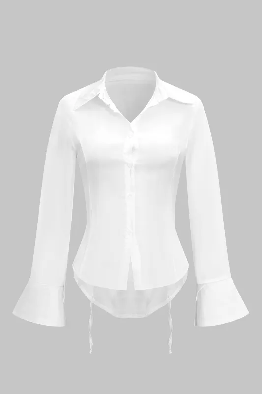 Solid Button Tie-Back Long-Sleeve Shirt sold by Micas