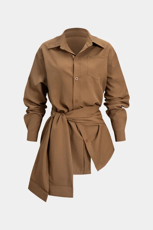 Tie-Front Button Short-Sleeve Shirt sold by Micas