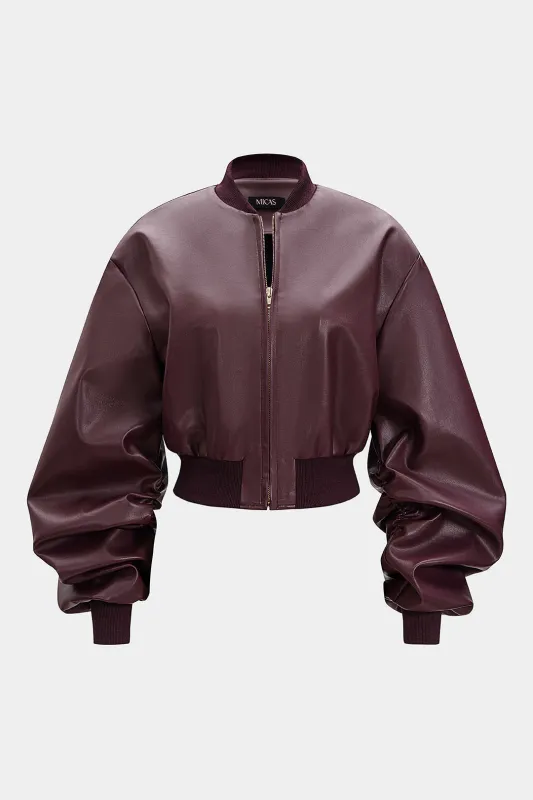 Faux Leather Patchwork Ribbed Jacket sold by Micas