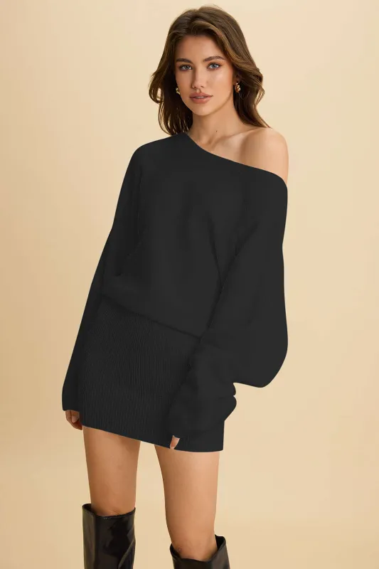 Knit One Shoulder Long Sleeve Mini Dress sold by Micas