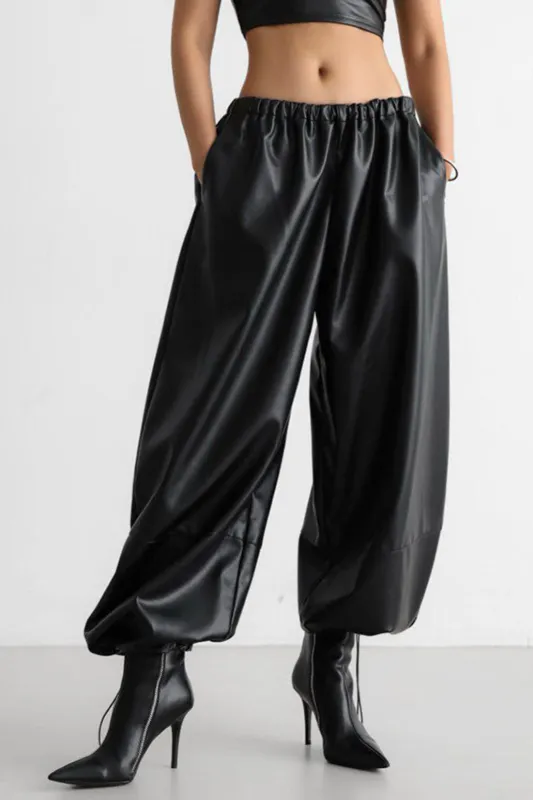 Faux Leather Drawstring Bloomer Pants sold by Micas