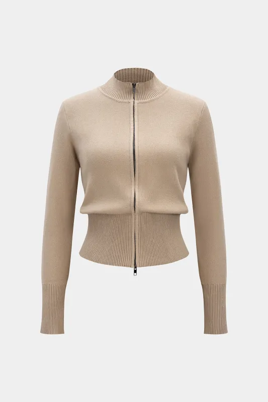 Knit Zipper Long-Sleeve Top sold by Micas