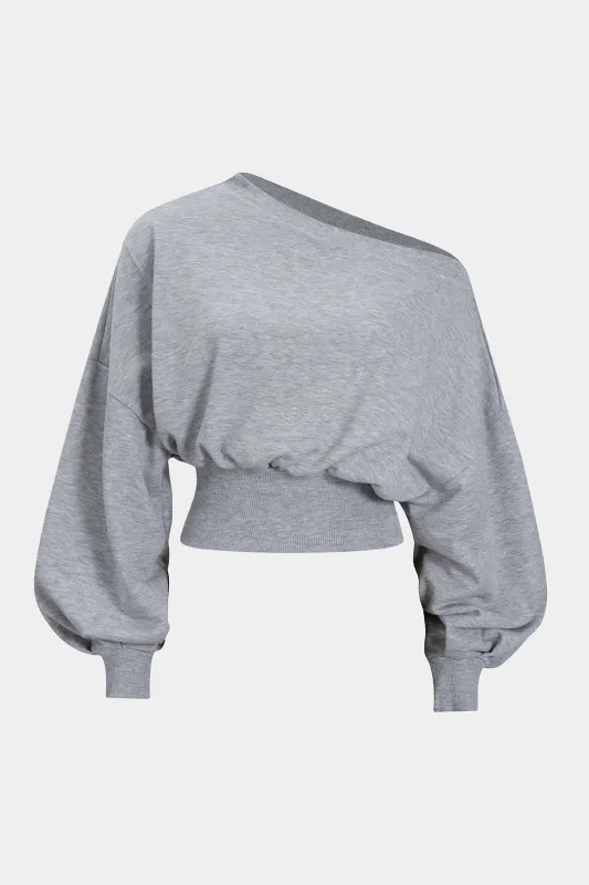Off-Shoulder Long Sleeve Sweatshirt sold by Micas