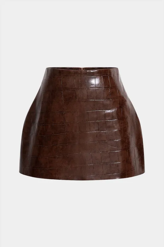 Texture Faux Leather Skirt sold by Micas