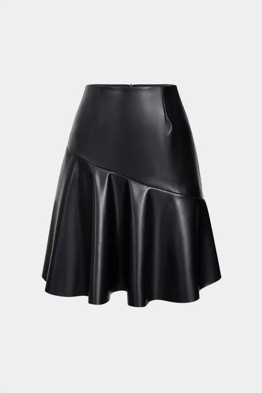 Faux Leather Ruffle High Waist Skirt sold by Micas
