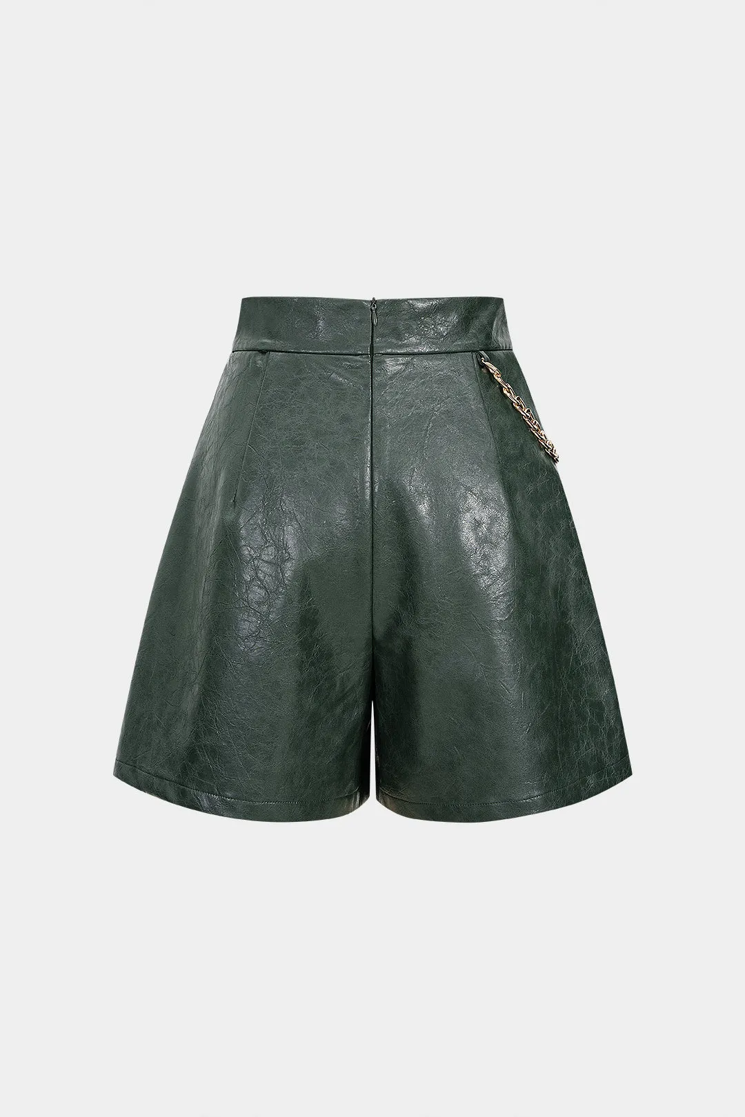 Faux Leather Metallic Asymmetrical Shorts sold by Micas product image thumbnail 2